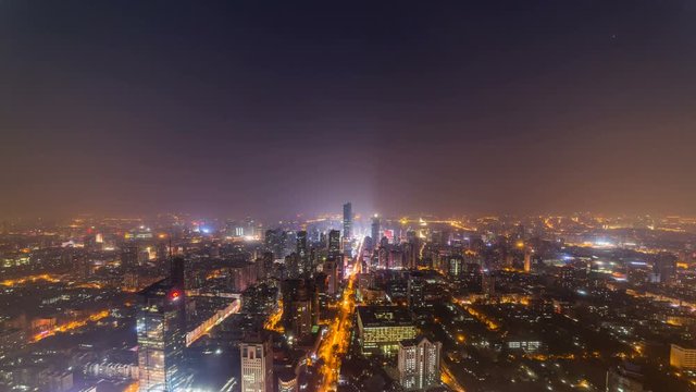 Time lapse of cityscape at night of nanjing,china