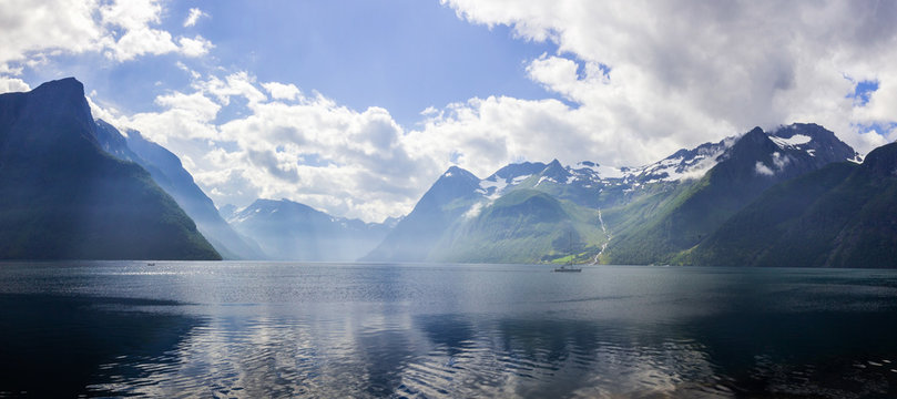 Hjorundfjord fjord in Norway