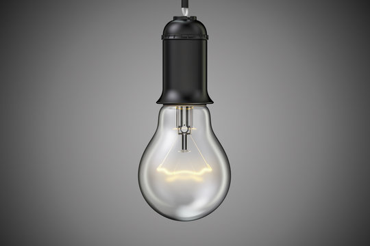 Idea concept, lightbulb in the dark. 3D rendering