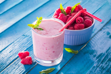 Fruity smoothie with gooseberry and raspberry