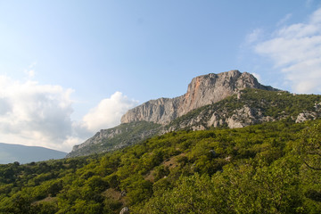 Fototapeta na wymiar The slopes of the mountains near the village of Laspi
