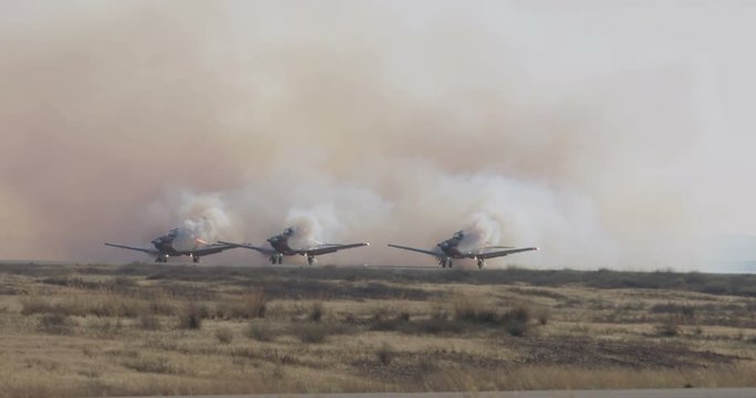 Israeli air force aerobatic team during an airshow in Hatzerim air force base