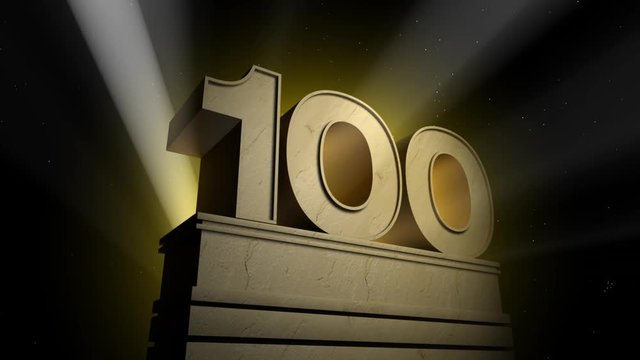 100 birthday monument with lightbeams 
