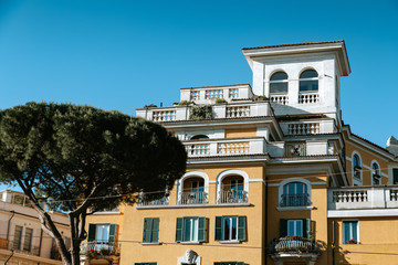 Street in Rome at summer daytime. Italy, Europe