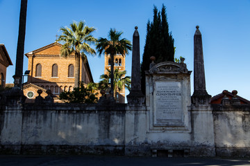 Fototapeta na wymiar Badia Primaziale Sant Anselmo at Piazza Cavalieri di Malta