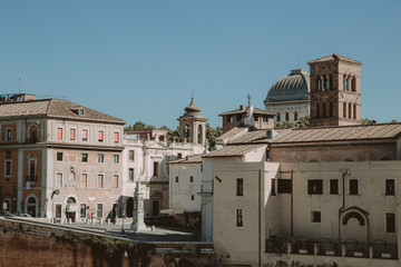 Street in Rome at summer daytime. Italy, Europe