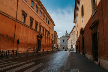 Street in Rome at summer daytime. Italy, Europe