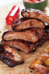 Honey glazed pork ribs