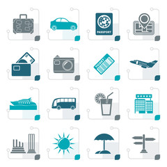 Stylized Travel and vacation icons - vector icon set