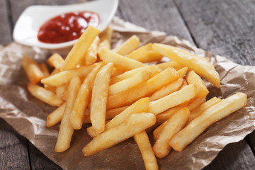 French fries with ketchup