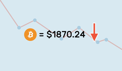 Illustration of concept of Bitcoin cryptocurrency