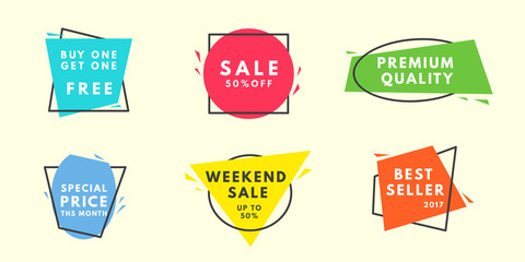 Set of flat vector geometrical vintage color banners.