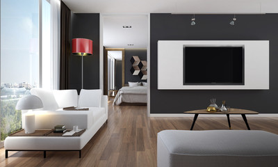 Fototapeta na wymiar The interior of luxury living room and service apartment design