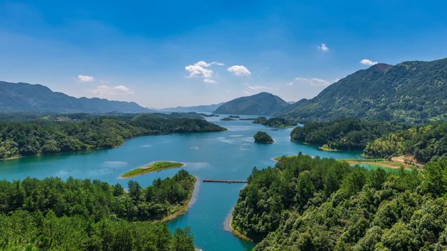 Mountain and lake Time Lapse,Time Lapse of Chinese landscape,xiandao lake in hubei