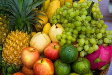 Colorful fruits and Mixed fruits background.