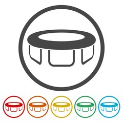 Trampoline jumping icons set - vector Illustration 