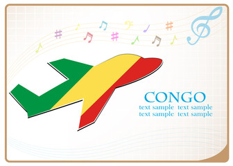 Fototapeta na wymiar plane icon made from the flag of Congo