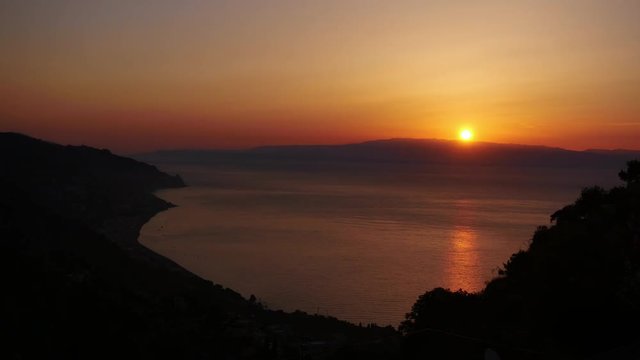 Golden Sunrise Time Lapse over Mountains & Mediterranean Sea, Italy