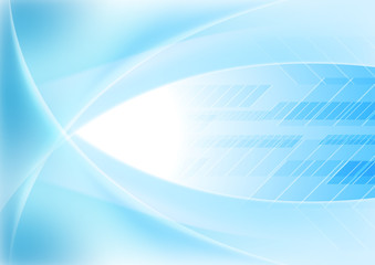 Bright blue abstract wavy tech background