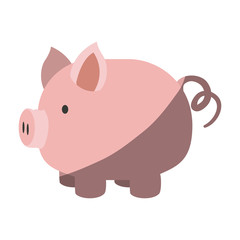 colorful silhouette of piggy bank with half shadow vector illustration