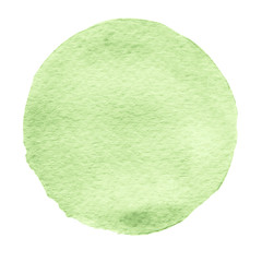 Green watercolor circle. Watercolour stain on white background.