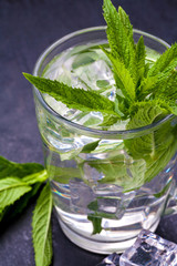 Soft drink with mint and ice