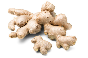 ginger isolated on the white background, (large depth of field, taken with tilt shift lens)