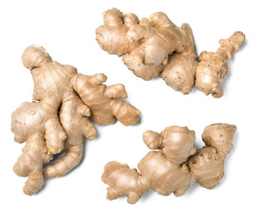 ginger isolated on the white background, top view