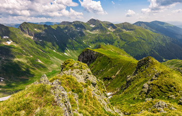 Naklejka premium valley in romanian mountains view from the edge above