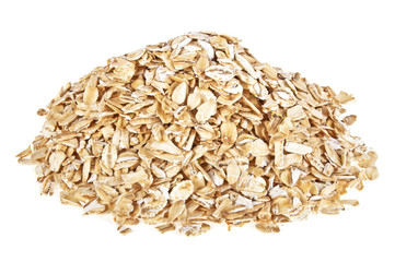 Pile of oatmeal isolated on a white background