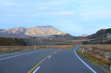 Road across the Southern Alps in New Zealand