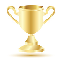 Golden Winner Cup Isolated on White Background.