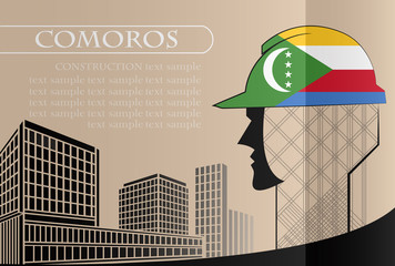 Building logo made from the flag of Comoros ,construction working industry concept. Vector illustration
