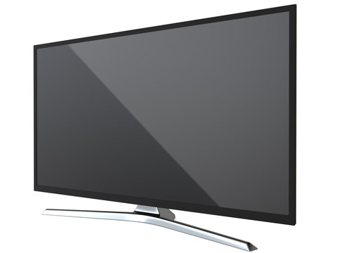Frontal view of TV or computer PC monitor display led or lcd, isolated on white background 3d render.