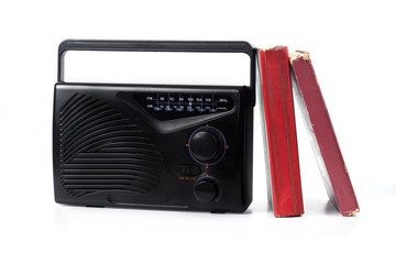 old transistor radio on white
