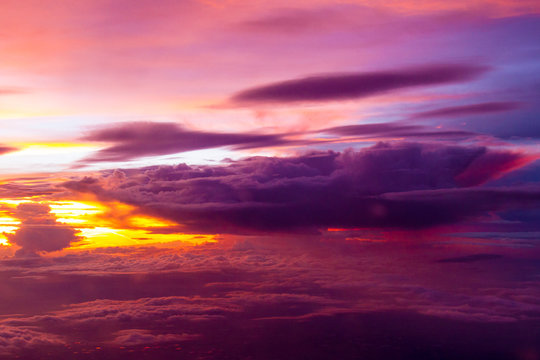 sunset over the twilight cloud and sky background,colorful dramatic sky © nitimongkolchai