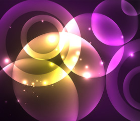 Glowing shiny overlapping circles composition on dark background
