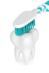Fototapeta na wymiar 3d render of toothbrush cleaning tooth