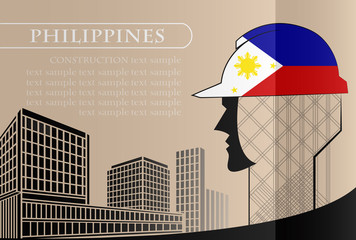 Building logo made from the flag of Philippines ,construction working industry concept. Vector illustration