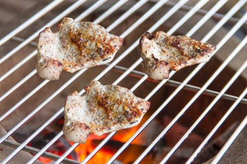 Pork grilled on charcoal