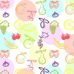 орнамент с фруктами на светлом фоне, векторная иллюстрация