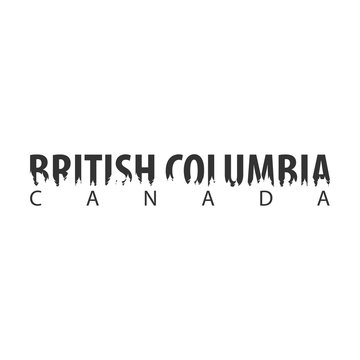British Columbia. Canada. Text or labels with silhouette of forest.