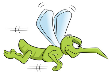 blutrünstiger Cartoon Moskito auf der Jagd