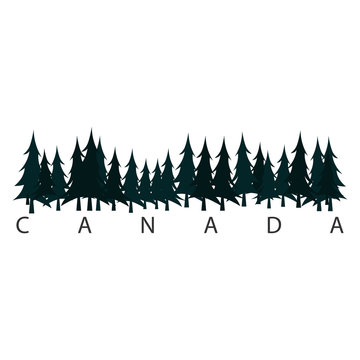 Canada. Text or labels with silhouette of forest.