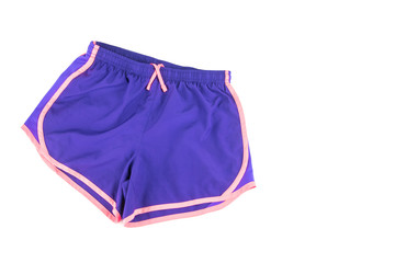 Female workout shorts on a white background. - 163215910