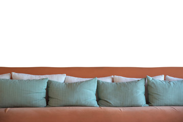 Pillows on the sofa and White background,Clipping Path.