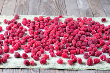 Raspberry is dried on a towel