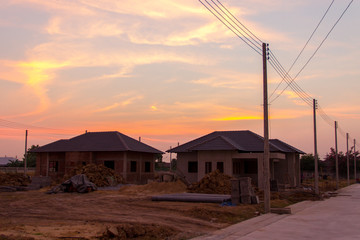 Construction site in the twilight