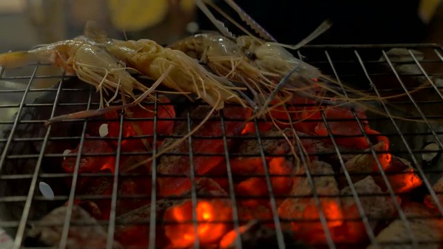 delicious grill shrimp crab, fresh seafood BBQ 