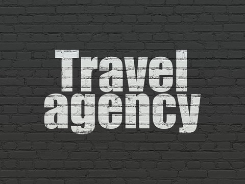 Tourism concept: Travel Agency on wall background